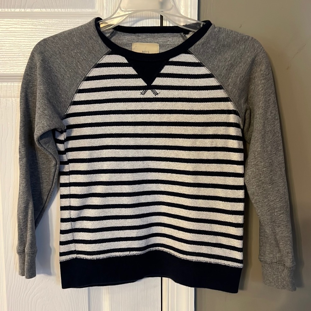 Boys Mini Boden Navy Grey Stripe Sweatshirt